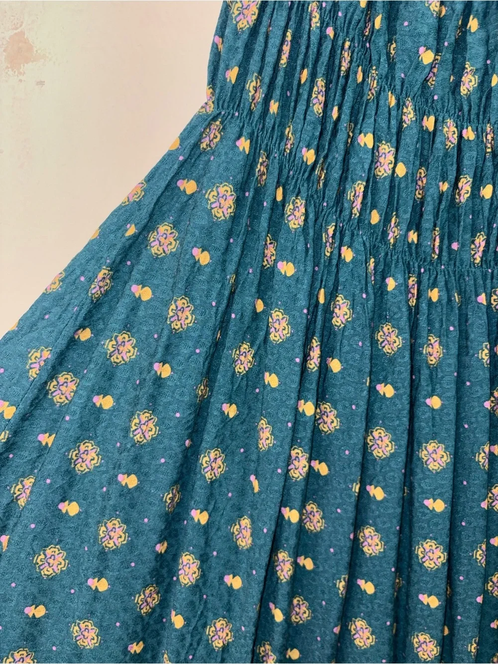 Free People Clementina Asymmetrical Mini Dress Teal Blue size Large Oversized